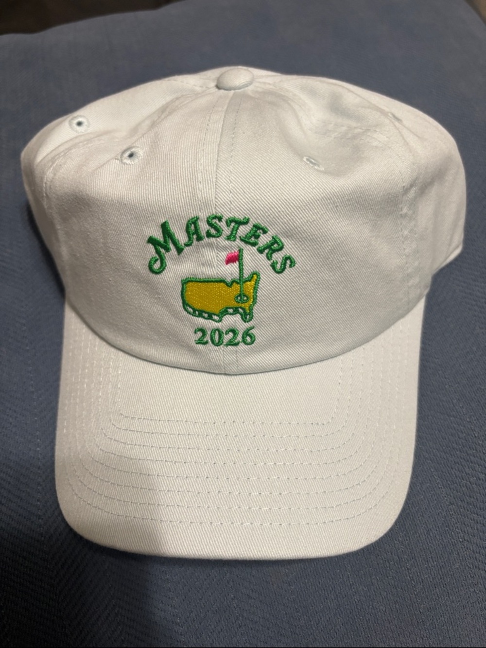 Masters White Baseball Cap with Green and Yellow Embroidery